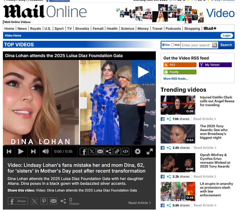 Daily Mail  UK – Dina Lohan attends the 2025 Luisa Diaz Foundation Gala