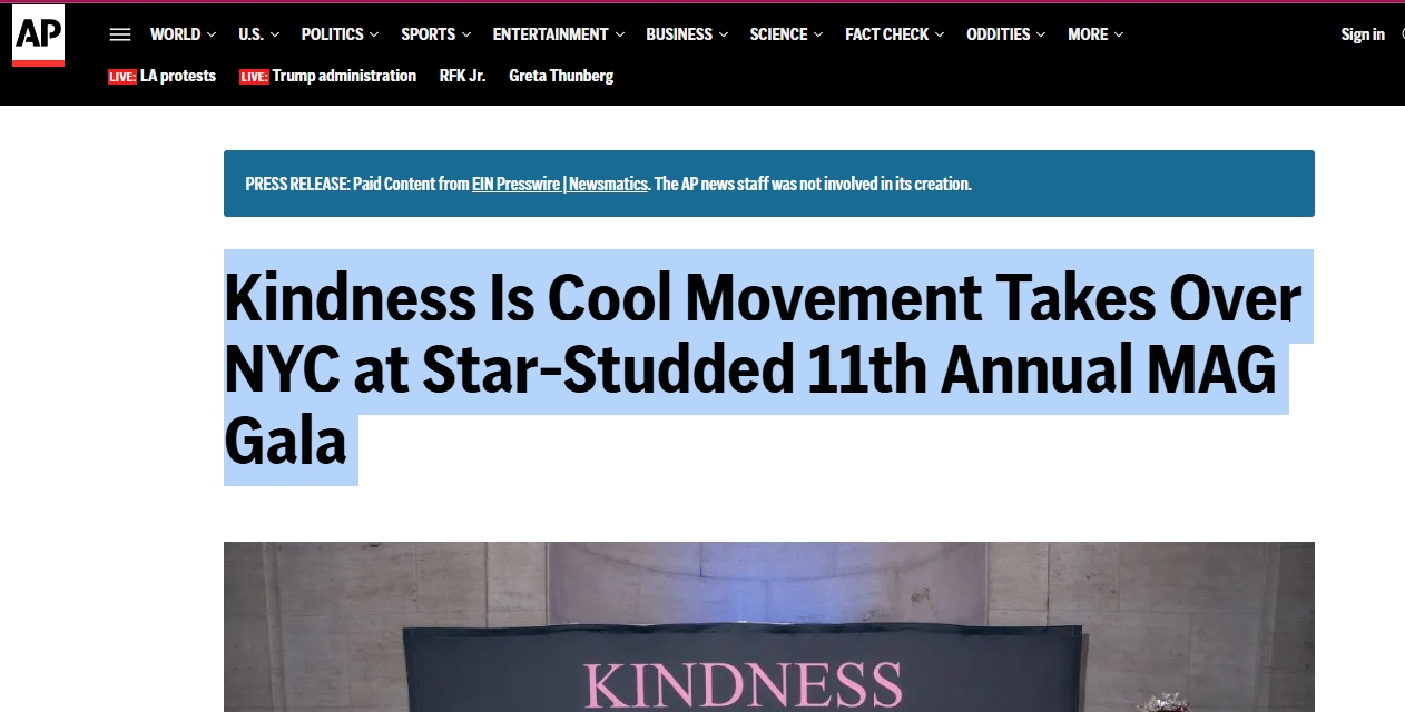 Kindness Is Cool Movement Takes Over NYC at Star-Studded 11th Annual MAG Gala